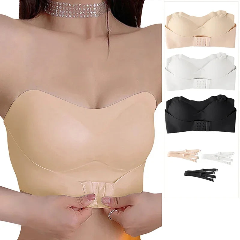 Women's hidden breast lift wireless bra, large size