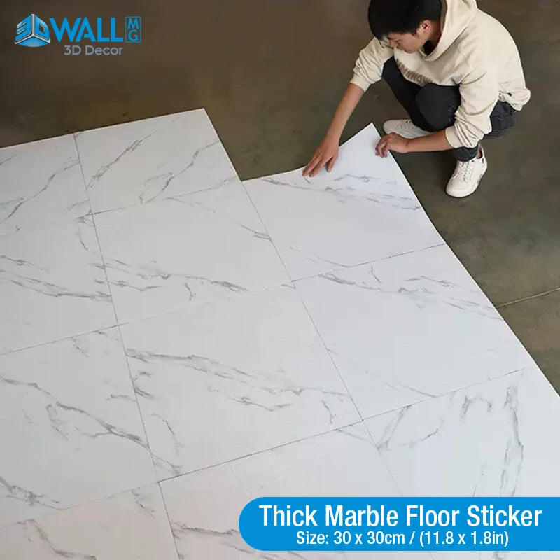 Simulated Marble Tile Floor Sticker PVC Waterproof Self-adhesive for Living room Toilet Kitchen Home Floor Decor 3d Wall sticker