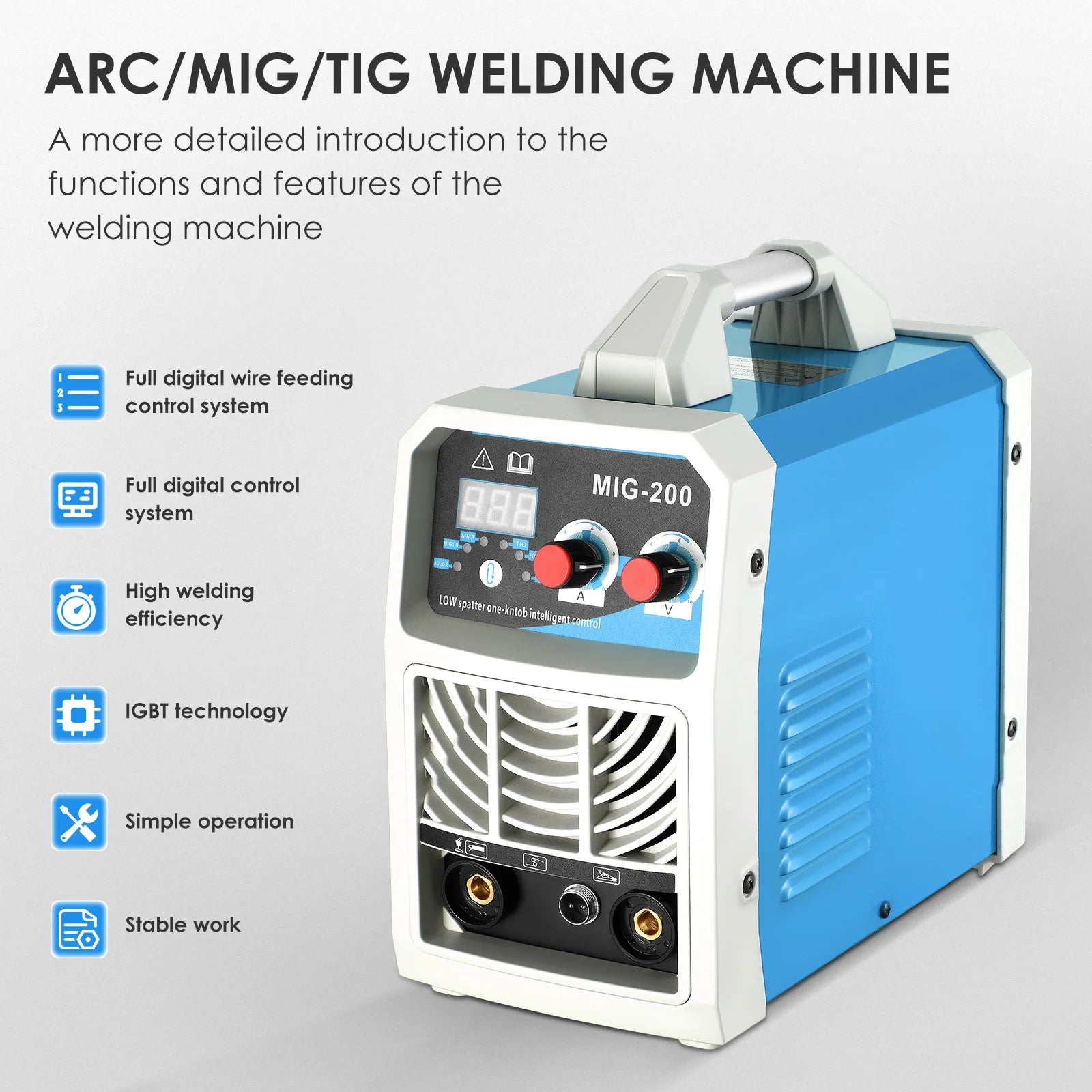 3-in-1 ARC/MIG/TIG Welding Machine Portable Digital MIG Welder IGBT MMA Gas No Gas Soldering Welding Iron Steel Stainless Steel - Daisan Mart