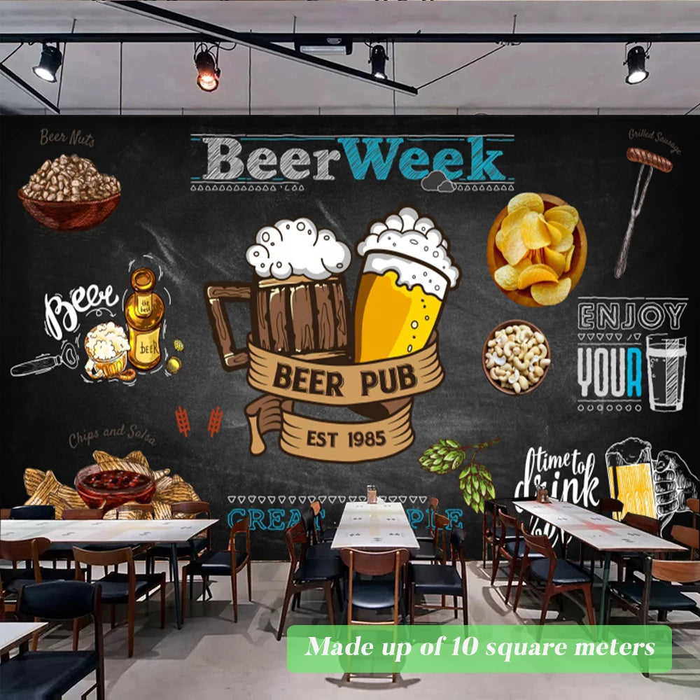 Custom Size Mural Wallpaper 3D Grilled Steak Pizza Shop Donuts Wall Painting Restaurant Cafe Modern Kitchen Spices Wall Papers