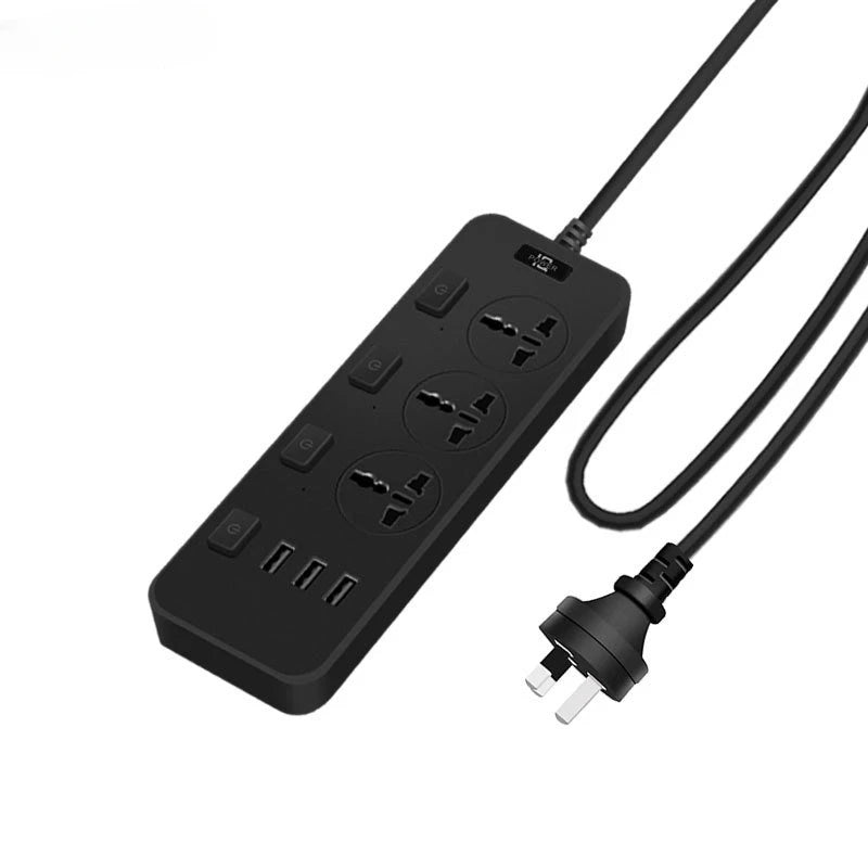 US UK EU Multi-function Power Plug-in Board 2m Extension Cable with USB Power Strip Household High-power Multi-plug Socket