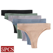 5Pcs/Set Seamless Briefs Women Brazilian Panties Sexy Lingerie Female Underpants Low Rise Bottom Solid Color Underwear ML