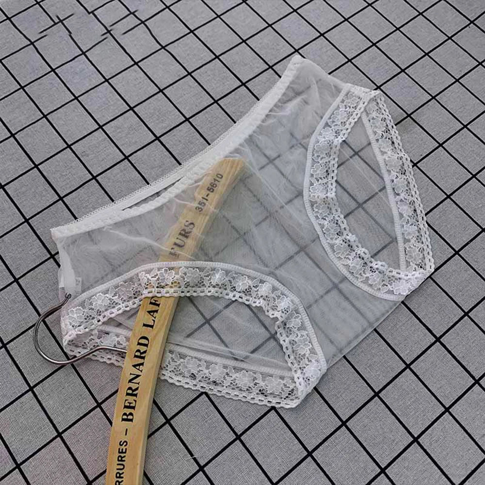 Full Transparent Panties Black White Sexy Lady Summer Traceless Brief Thin Breathable Quick Dry Mesh Lace Underwear Femal pants