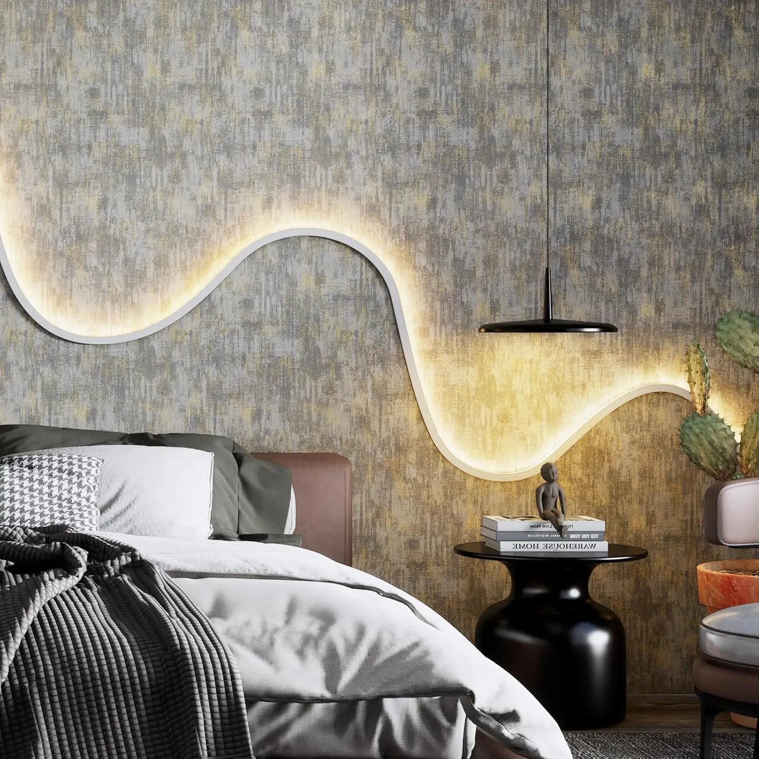 Vintage Black Gold Metallic Peel and Stick Wallpaper Self Adhesive Industrial Metallic Concrete Wall Paper Stick on Wallpaper