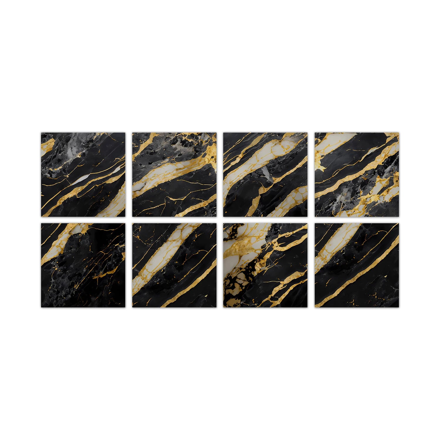 8PCS/Set Minimalist Black Marble Wall Stickers, Kitchen Bathroom Waterproof Self-Adhesive Ceramic Tile Stickers, Room Wallpaper