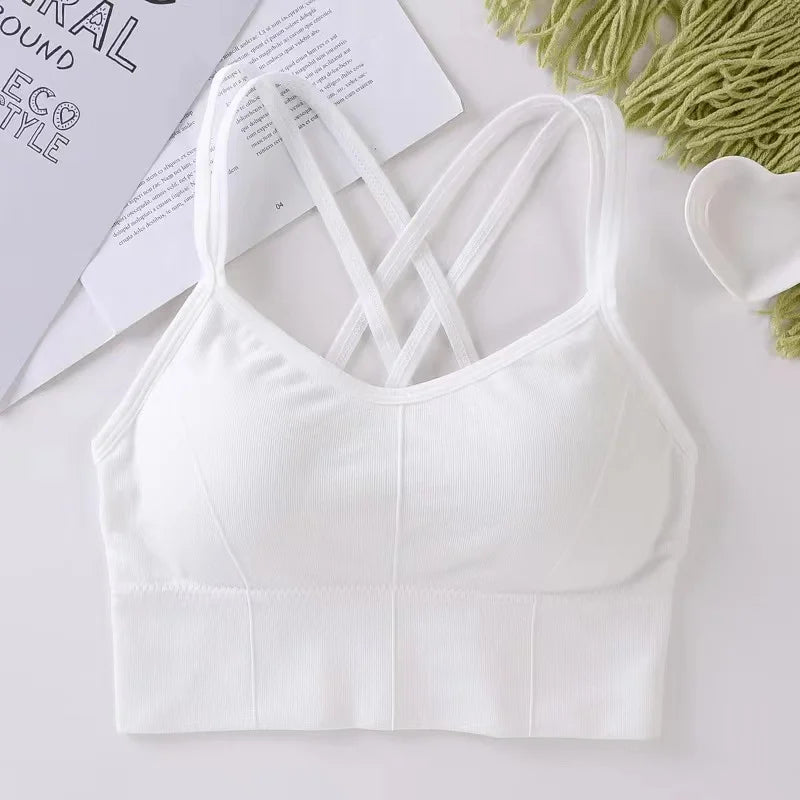 Women's Sexy Cross Back Sports Yoga Bra with Chest Pad