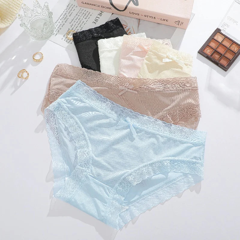 3 Pieces Women's Underwear, Thin, Cool, Sexy, Summer, Cold Silk