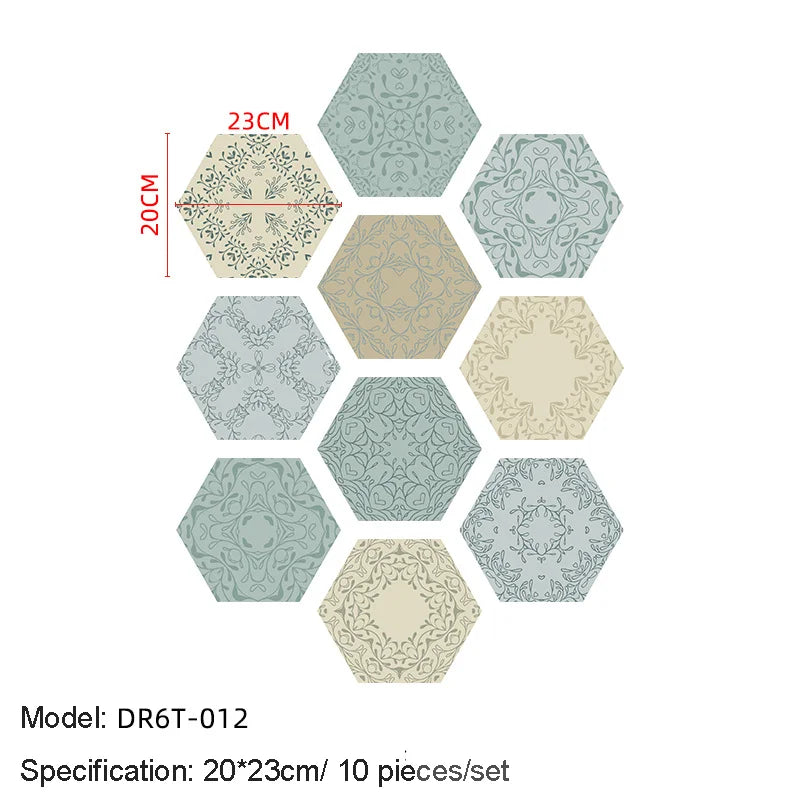 10/20PCS Wall Sticker Hexagon Self Adhesive Waterproof Vinyl PVC Floor Tile Wallpaper Sticker Kitchen Bathroom Home Decoration