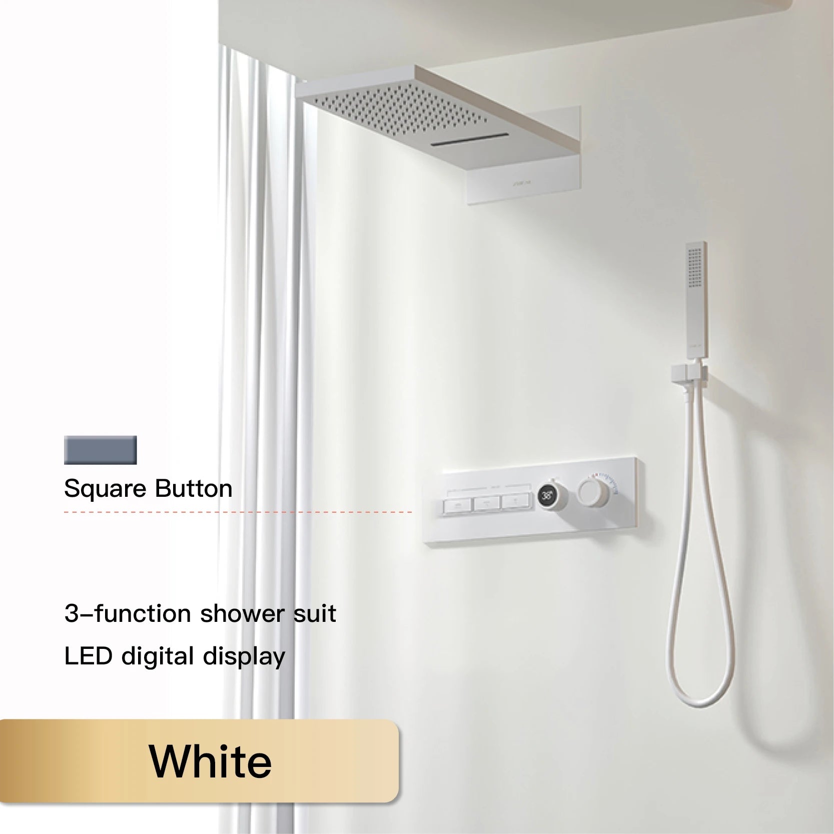 Vòi Sen Đen Cao Cấp LED Hiển Thị Số 4 Chức Năng