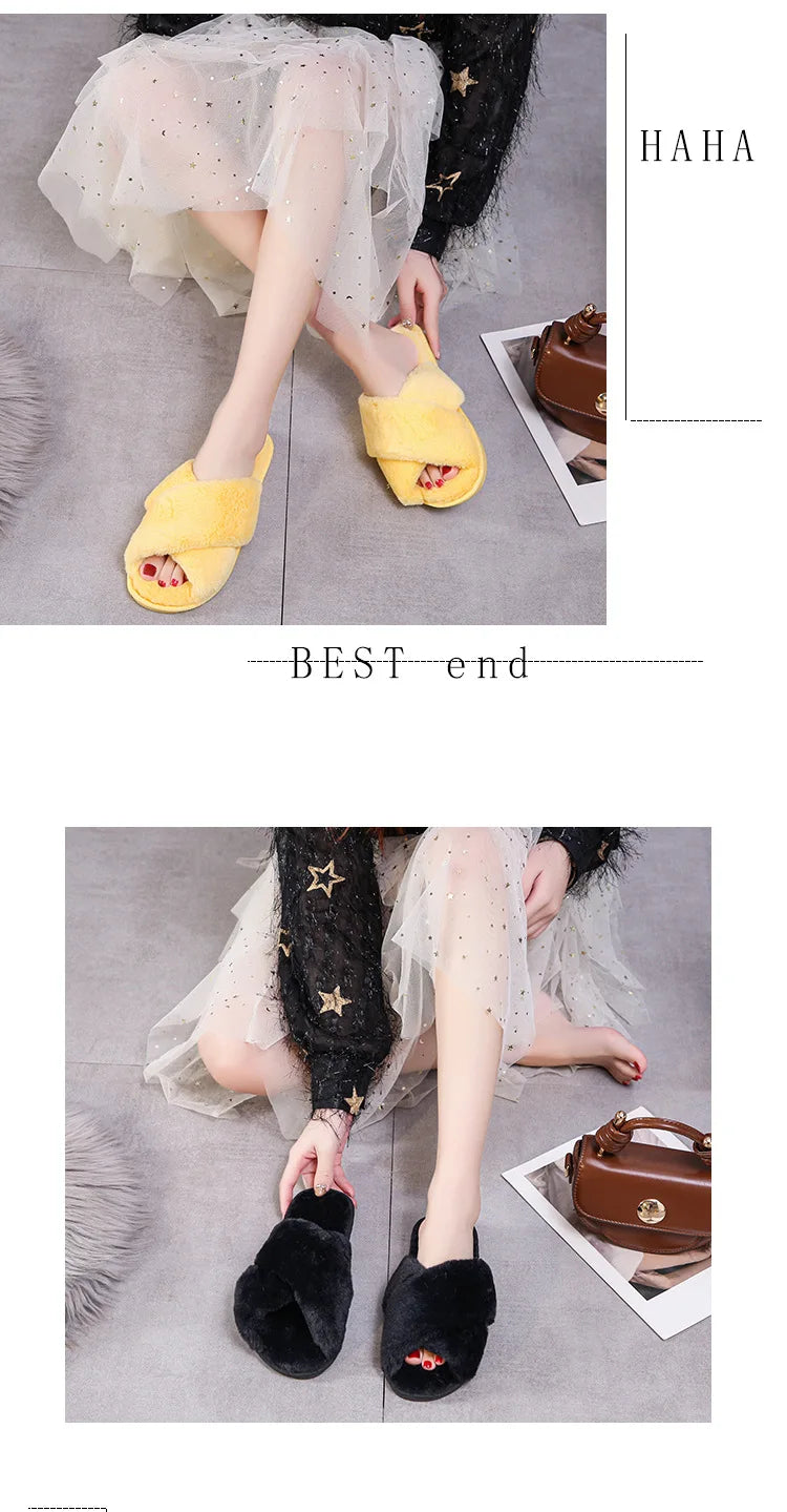 Warm Furry Slippers - Women &amp; Men, Indoor Wear 20024