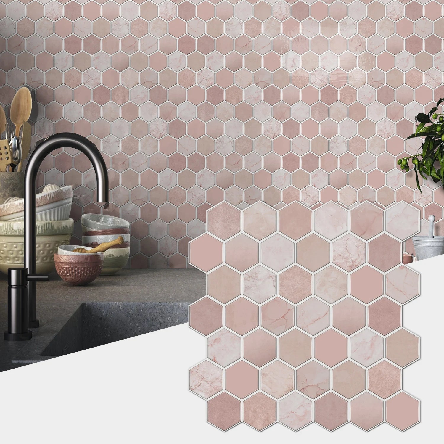 Nhãn dán gạch vân đá xám chống nước tự dán DIY - Daisan Mart