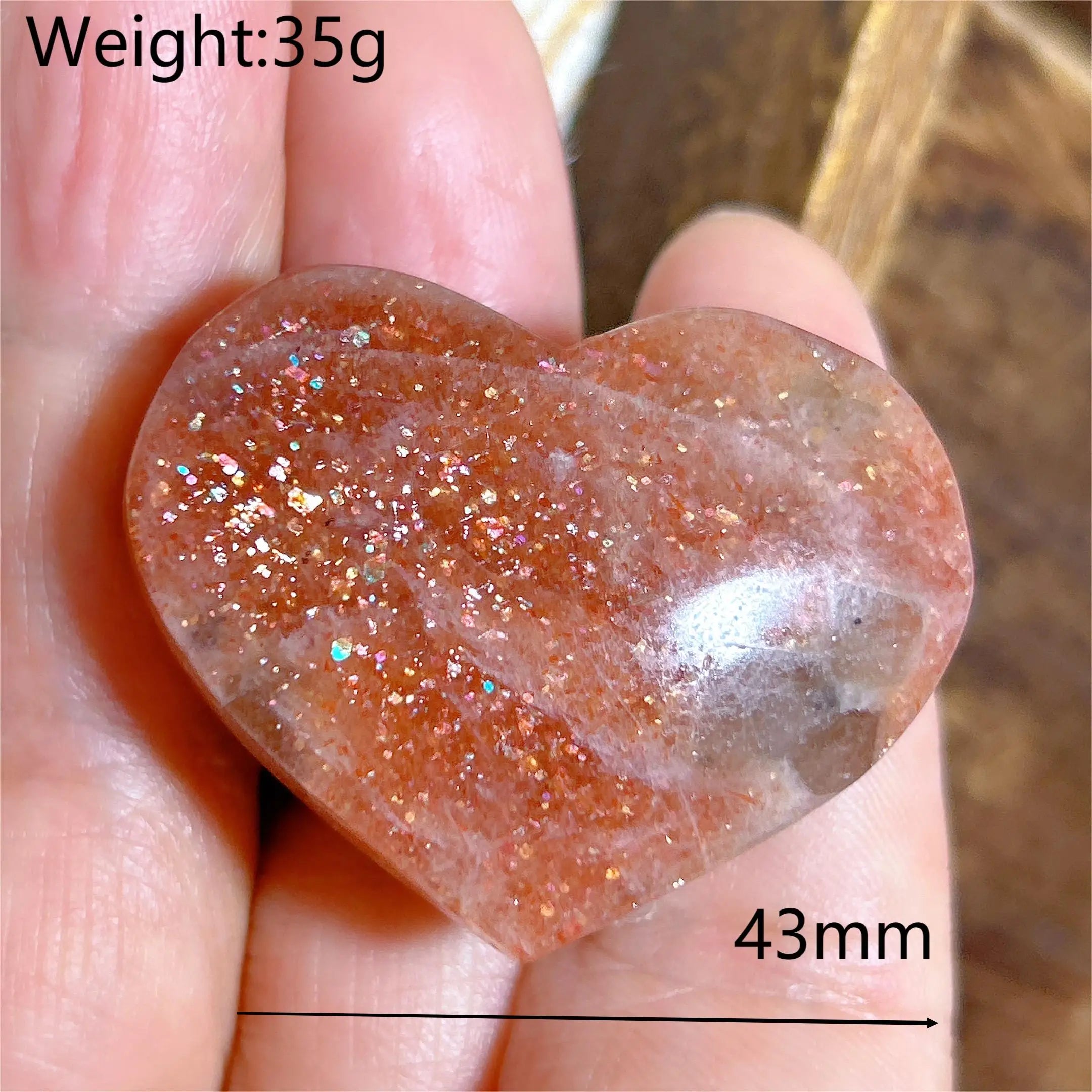 Natural Sunstone Heart Shaped Healing Decoration