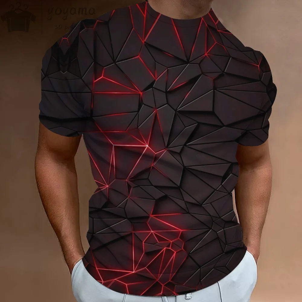 Men's Gym T-shirt with Dynamic Abstract Pattern Summer