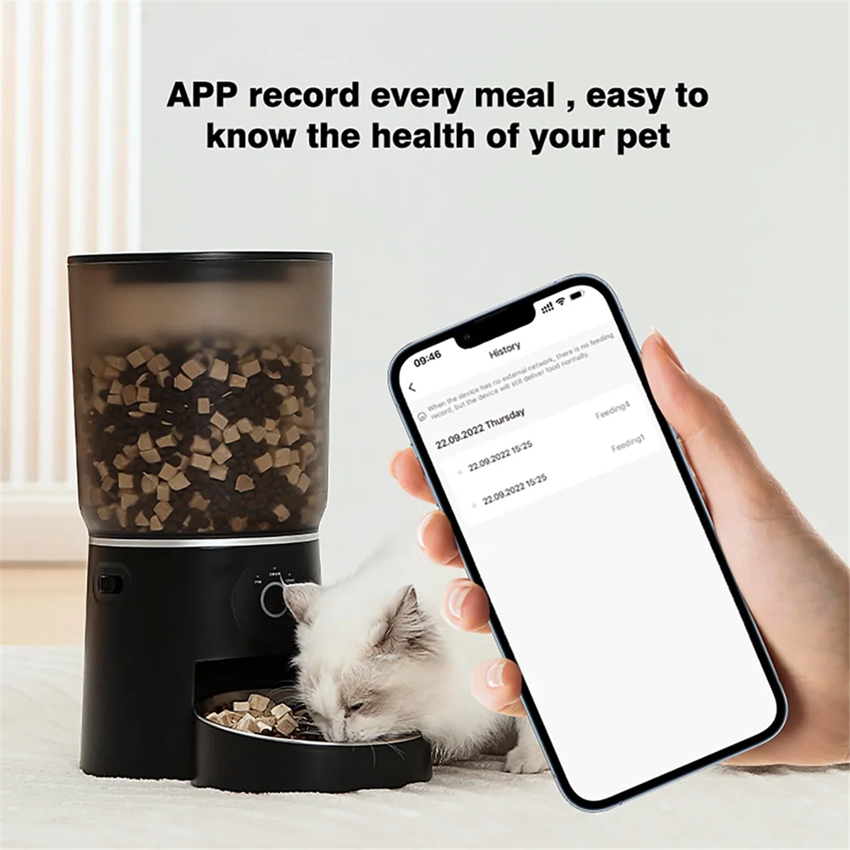 AA81-APP Control Automatic Pet Feeder,4.2L 2.4G Wifi Enabled Pet Feeder,Dual Bowl Automatic Pet Food Dispenser For Cats&amp;Dog