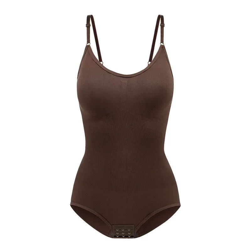 Compression Bodysuit V-neck Slim Straps Ultra-thin Open Back