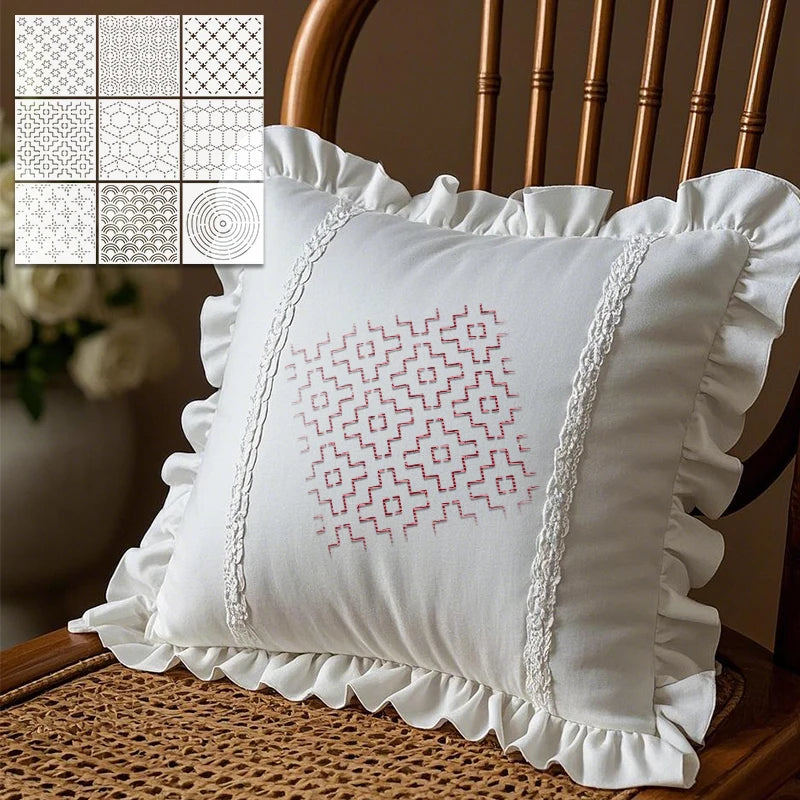 YOMDID 9pcs Sashiko Embroidery Templates Reusable PET Sewing Stencils DIY Embroidery Patterns Geometric Line Quilting Template - Daisan Mart
