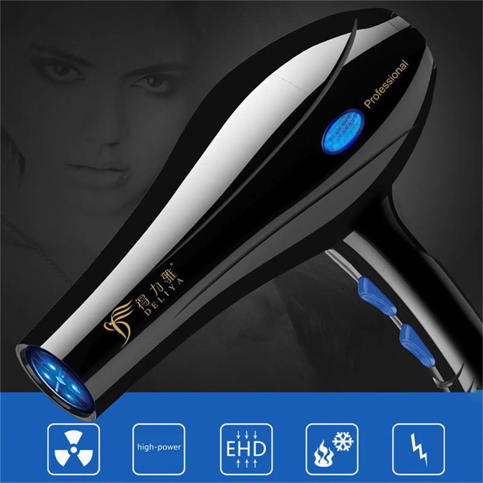 Professional Hair Dryer 2200W, Hot and Cold, Negative Ion
