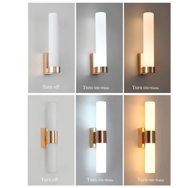 Modern Gold Tube LED Wall Lamp for Living Room Decoration