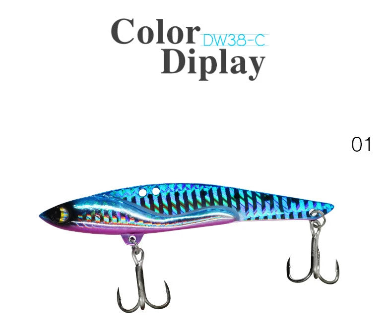 VIB Fishing Lures 35g 44g Sinking Vibration Blade Bait Spinner Spoon Jigging Lures Treble Hooks Bass Fishing Tackle