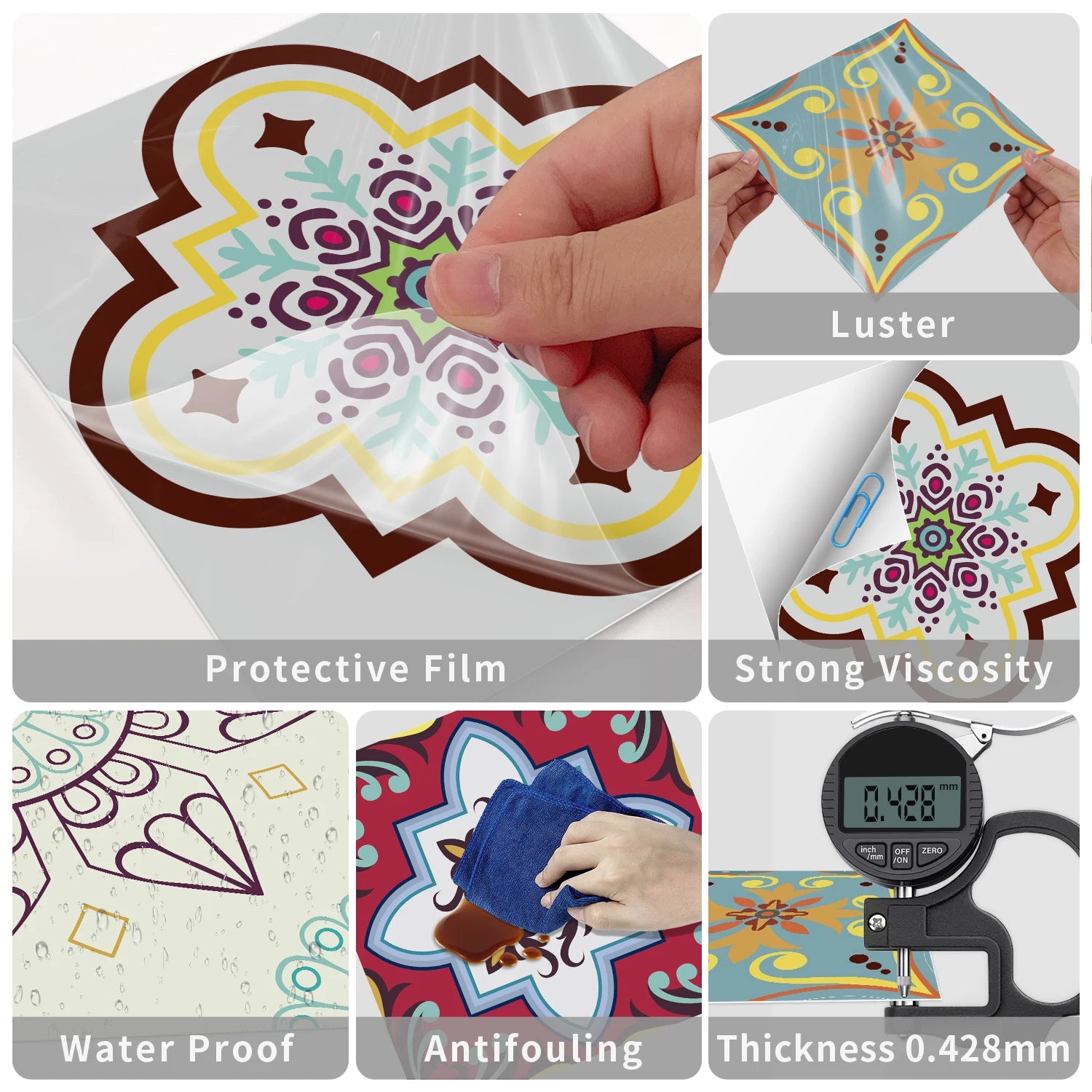 24pcs/set Blue Color Tiles Sticker Wall Stickers Kitchen Bathroom Waterproof Self-adhesive Wall Decal Home Renovation Wallpaper