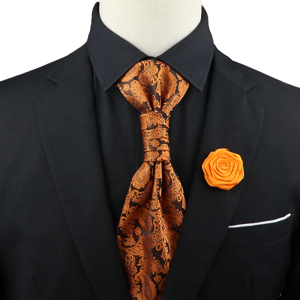 Premium luxury Paisley men's tie &amp; brooch