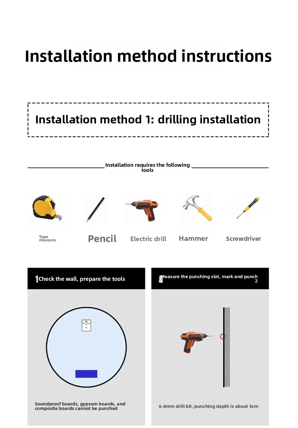 50CM Smart LED Mirror Anti-Fog Touch Wall Mounted