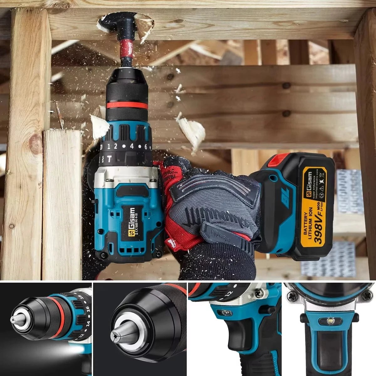 Brushless Electric Impact Drill Ice Breaking Fishing Cordless Screwdriver Rechargeable Battery Hand Drill Power Tools 13MM 480NM