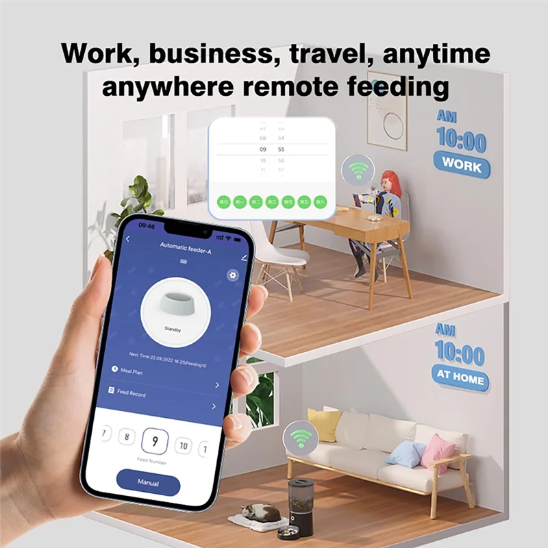 AA81-APP Control Automatic Pet Feeder,4.2L 2.4G Wifi Enabled Pet Feeder,Dual Bowl Automatic Pet Food Dispenser For Cats&amp;Dog