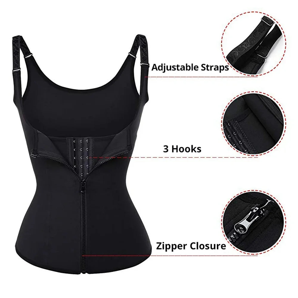 Waist Trainer Tank Top For Women Zipper Body Shaper Tummy Control Sleeveless Top, Women's Activewear Body Shaping Underwear - Daisan Mart