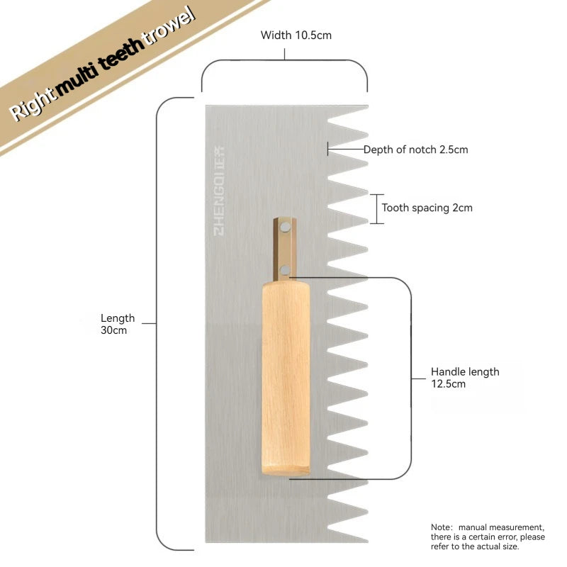 Serrated Trowel Tile Tiling Tool for Masons Workers Auxiliary Plastering Decoration Toothed Knife Ceramic Widened Large Boards