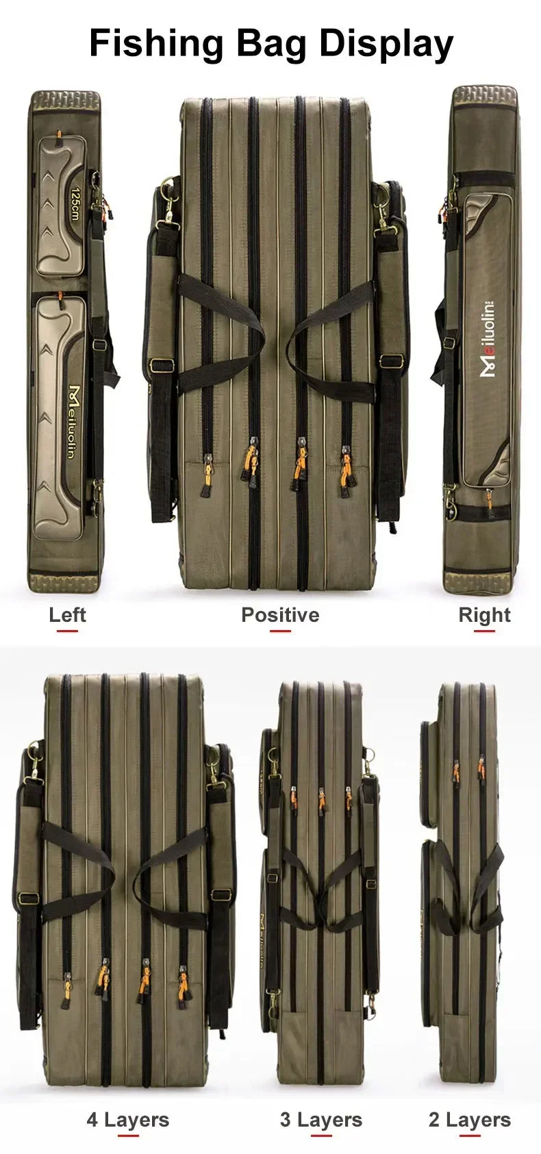 Oxford Multi-Function Fishing Rod Bag with 3 Compartments