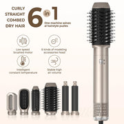 6 in 1 Hair Dryer,Multi Styling Tool,Straightener &amp; 32mm Curling 300 Million Negative Ions Hair Care 1-3 Mins Quick Drying Gifts