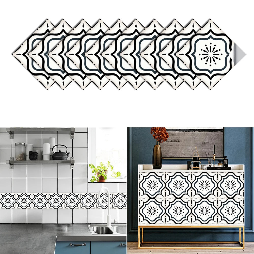 10pcs Blue &amp; Gray Matte Surface Wall Sticker Film For Tiles /Ground in Kitchen Backsplash Floor PVC Art Wallpaper Peel &amp; Stick