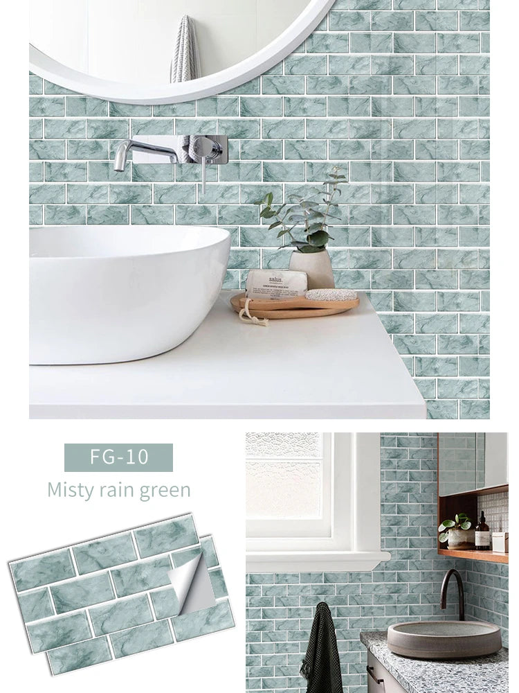 Wallpaper Ceramic Marble Colorful 3D Bathroom Waterproof Kitchen Oil-proof Wall Decal Decorative Tile Stickers Self-adhesive PVC