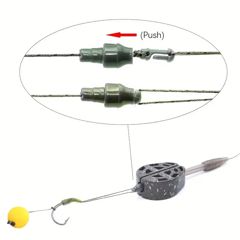 50pcs Carp Fishing Accessories Method Feeder Connector Inline Quick Change Bead for Fish Hair Rig Bait Cage Stop Bead End Tackle