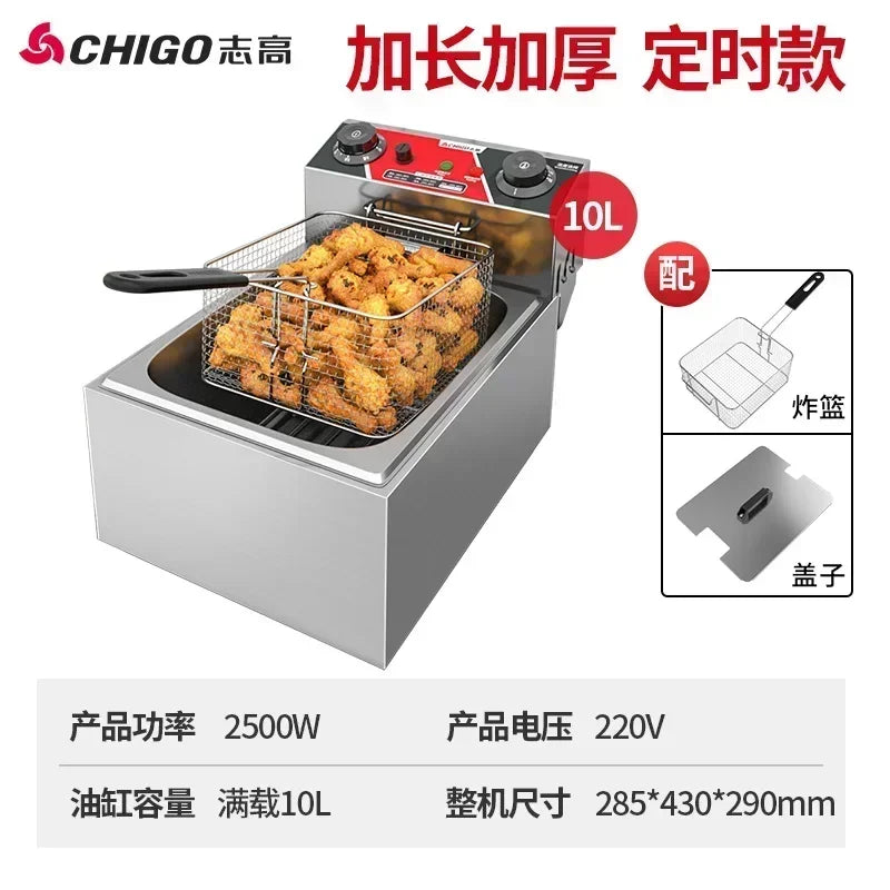 220V Fryer Electric Cookware for Kitchen Deep French Fries Commercial Fryers Frying Oil Cooker Timer Arfrai 10L Ar CW