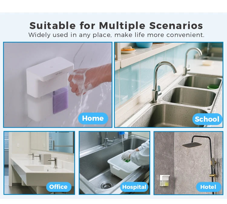 600ml Automatic Foam Soap Dispenser Double-Head Touchless Rechargeable 3-Level Adjustable Induction Sensor for Kitchen Bathroom