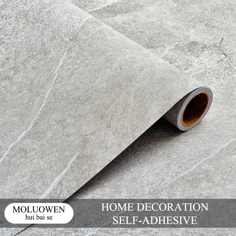 Retro Gray PVC Cement Wallpaper Self-Adhesive Waterproof Dark Gray Concrete Effect For Bedroom Living Room Decoration Stickers