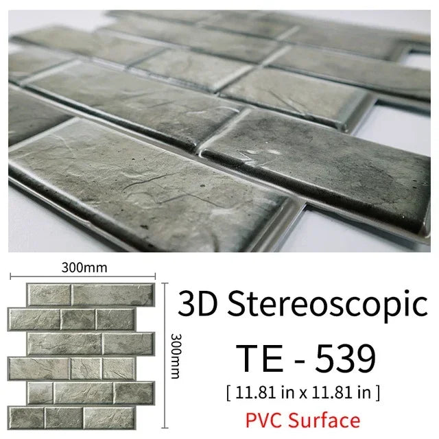 15PCS Wall Sticker Waterproof PVC imitation brick Wallpapers for TV walls living room bedroom kitchen kids rooms painted surface