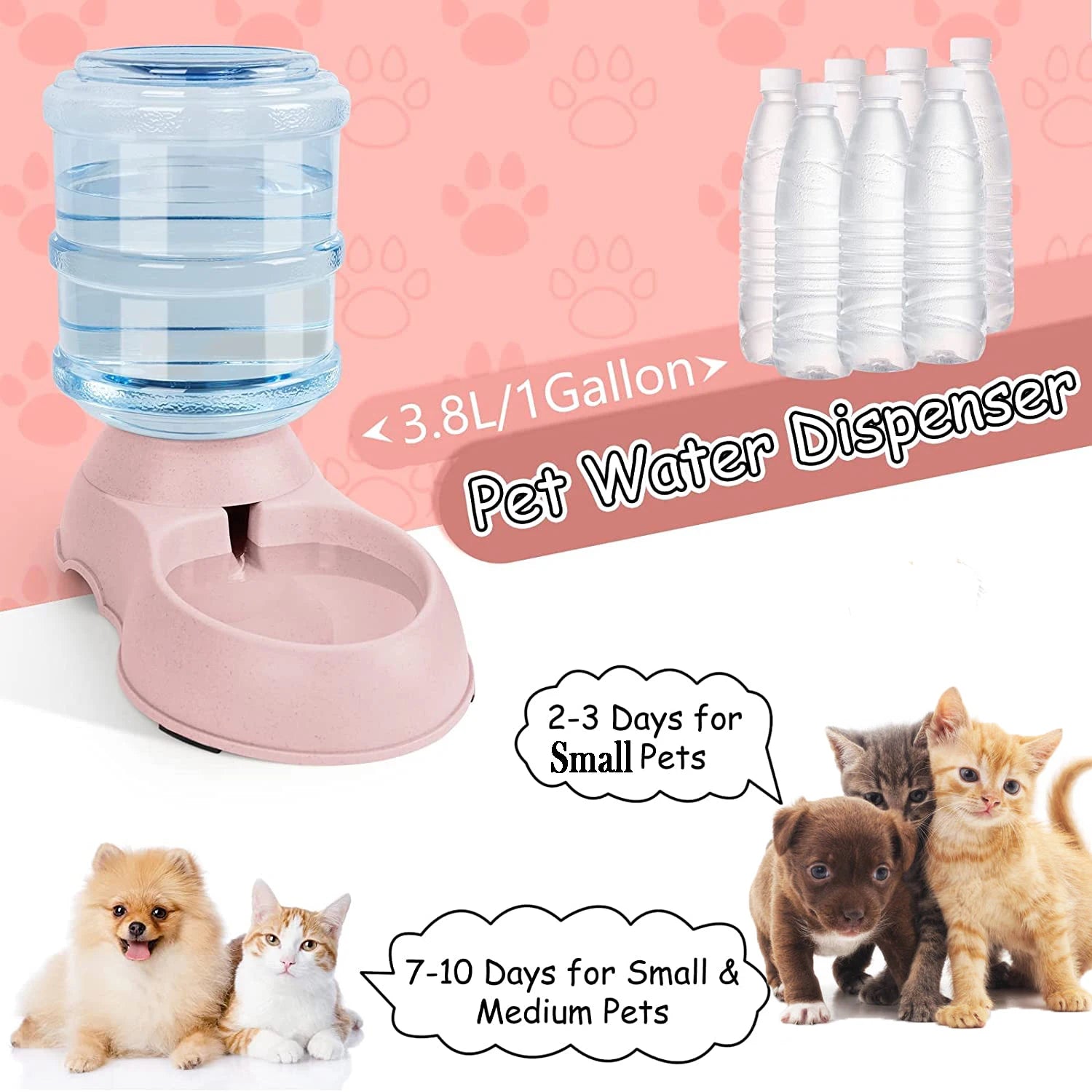 Automatic Water Dispenser Large Capacity Pet Feeder Small Dog Food Bowl  Cat Feeder Drinking Bowl Pet Feeding Drinker Water Bowl - Daisan Mart