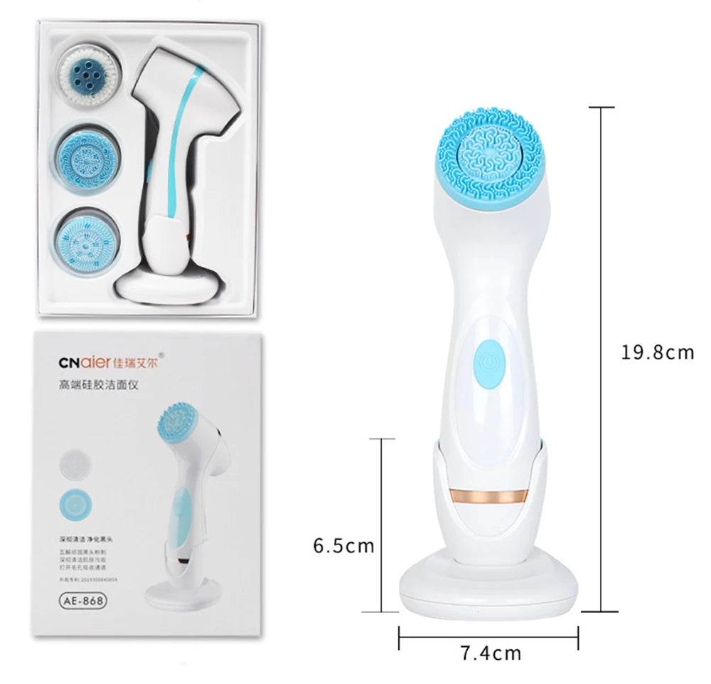 3-Head Ultrasonic Facial Cleanser for Deep Cleansing
