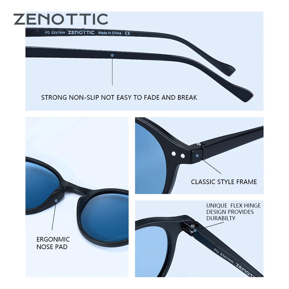 Kính Mát ZENOTTIC Retro Tròn Unisex Chống UV400