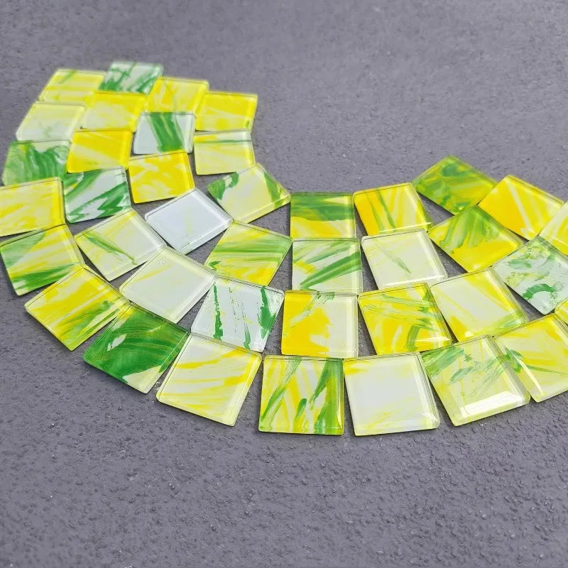 114gram/4oz Square Glass Mosaic Tiles 2.4cm/0.95in Length 4 Kinds Optional 0.4cm/0.16in Thickness Tile