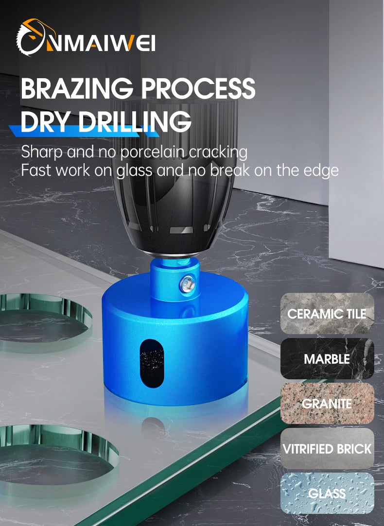 1pcs 18-110MM Diamond Coated Drill Bits Set Ceramic Glass Hole Saw with position drill for Glass Marble Granite Stone Porcelain