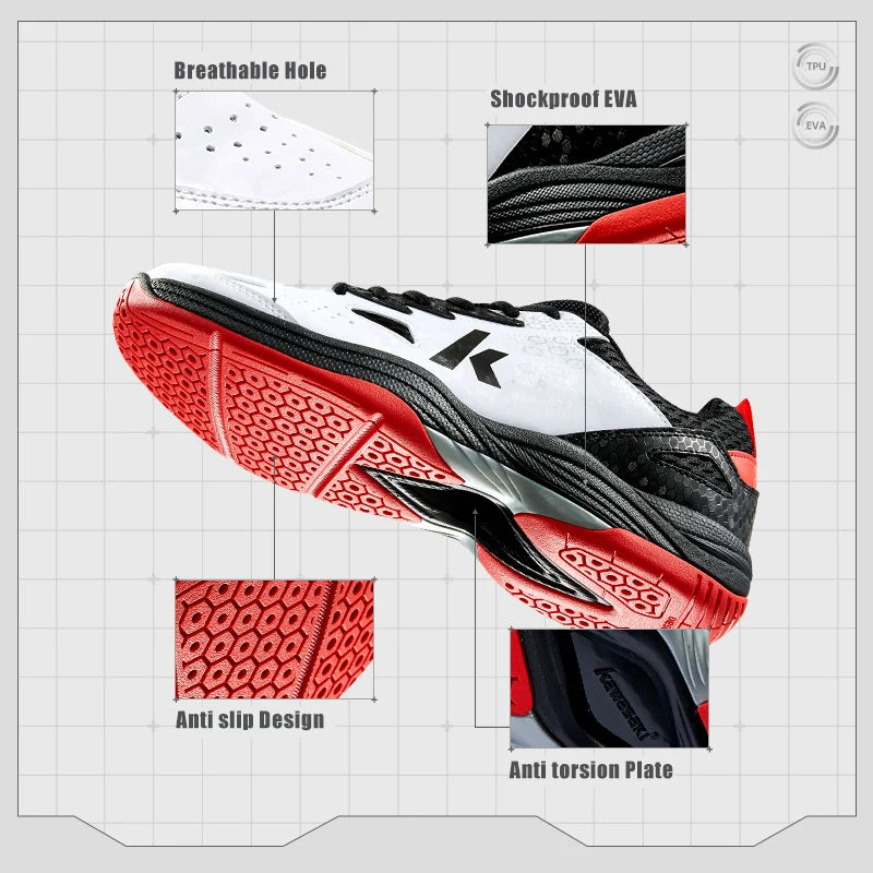 Kawasaki A3307 Men's Badminton Shoes, Anti-Sprain, Breathable