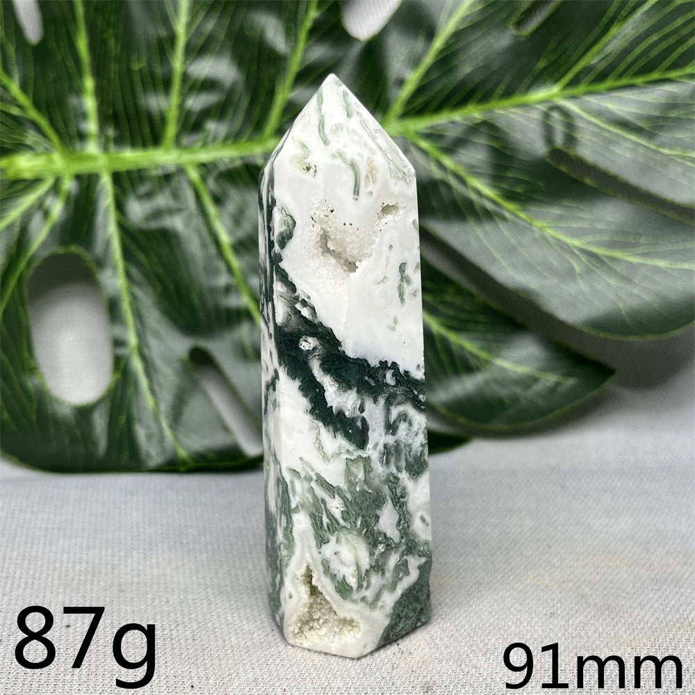 Natural Moss Agate Tower - Super Energy
