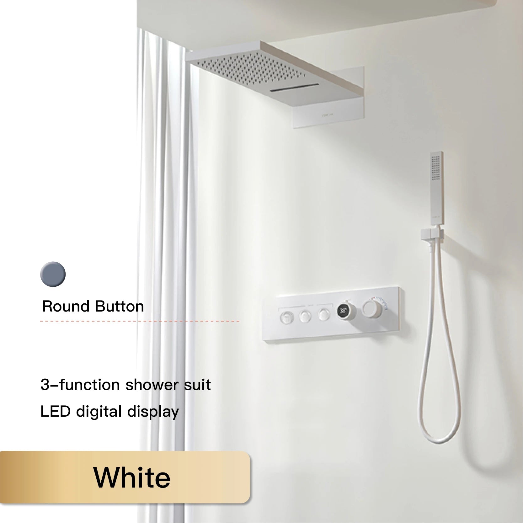 Vòi Sen Đen Cao Cấp LED Hiển Thị Số 4 Chức Năng