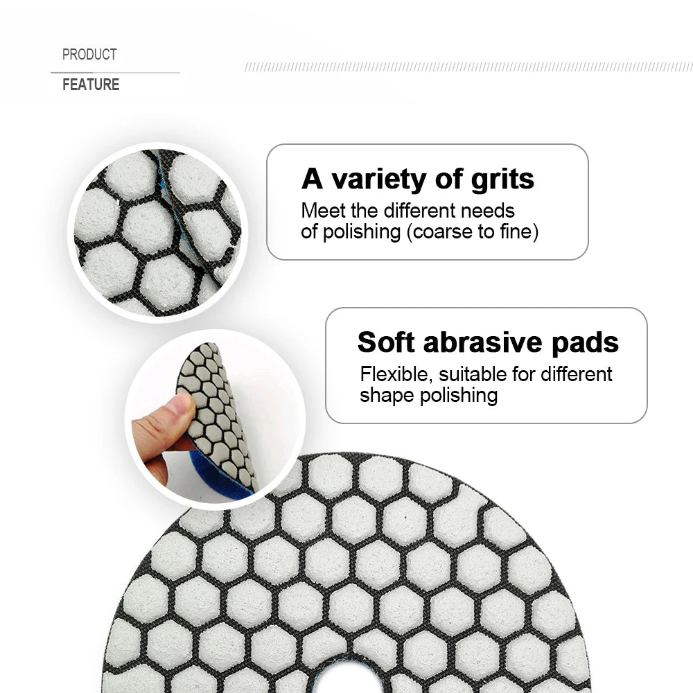 Set of 7 100mm Diamond Grinding Discs for Marble Polishing