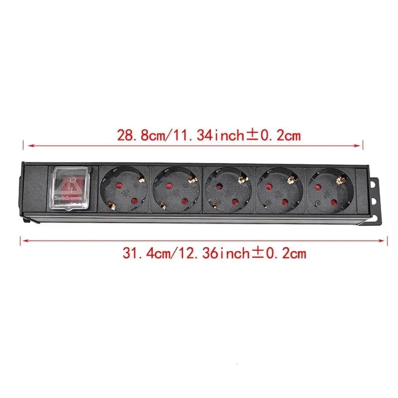 Ổ Cắm PDU Nhôm Tủ Điện 2-10 Ổ Chuẩn Đức Có Công Tắc - Daisan Mart