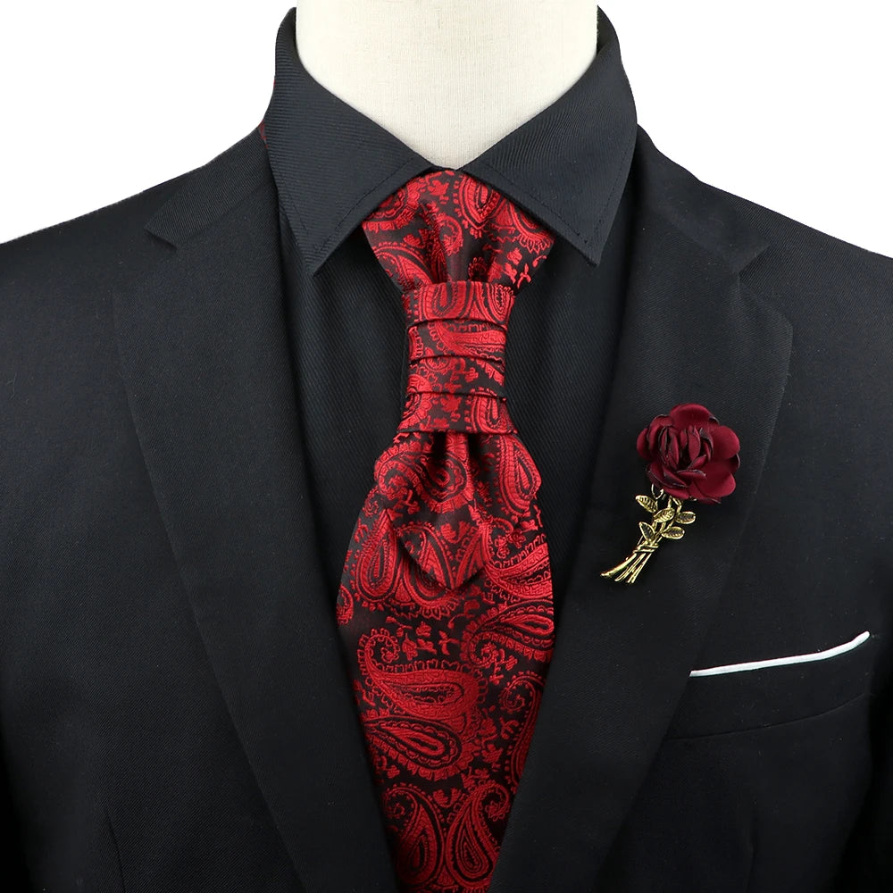 Premium luxury Paisley men's tie &amp; brooch